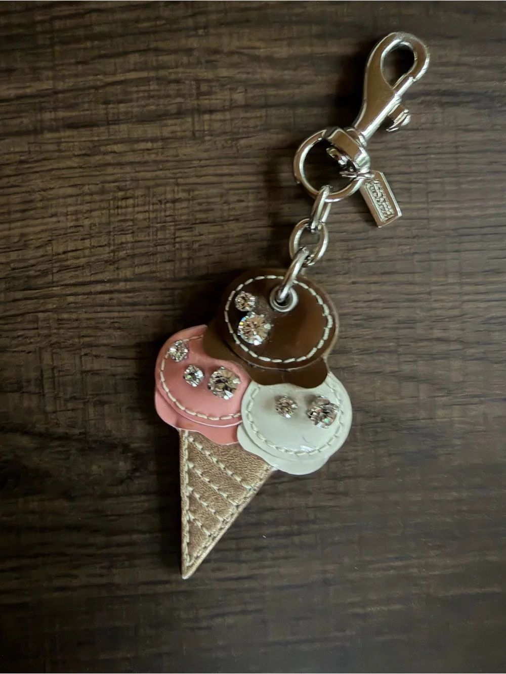 Coach Leather Ice Cream Cone Key Fob Bag Charm - Picture 2 of 5